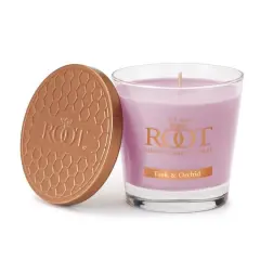 Root Candles 6.3oz. Small Scented Honeycomb Veriglass Jar Candle Teak and Orchid