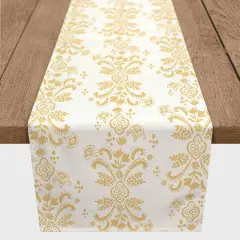 72" Floral Crest Cotton Twill Runner Yellow