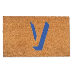 Blue Shadow Monogram Natural Coir Doormat V