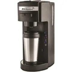 Brentwood Black Single-Serve Coffee Maker with Travel Mug