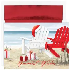 JAM Paper 5" x 7" Beach Chairs Cards & Envelopes Set, 18ct.