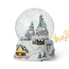 Glitzhome&reg; 8" Lighted Musical Snowflakes Village Waterglobe
