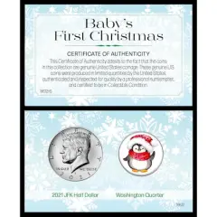 Baby's First Christmas JFK 2021 And Colorized Quarter Penguin Coin Set