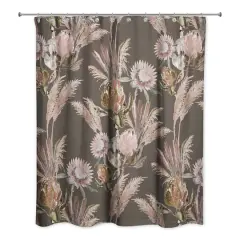 Protea Blooms Shower Curtain Charcoal