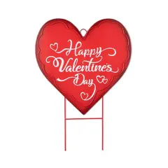 Glitzhome&reg; 24" Metal Happy Valentine's Day Heart Yard Stake