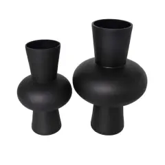 Black Glass Trumpet Vase Set