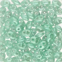 Superduo Two-Hole Czech Glass Beads Silk Green Aqua White Luster