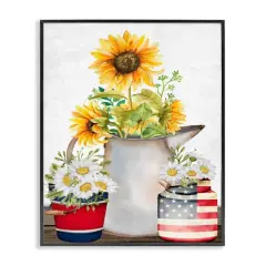 Stupell Industries Americana Flower Bouquets Framed Giclee Art Black