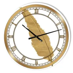 Designart Pure Gold Feather I Glam Wall Clock