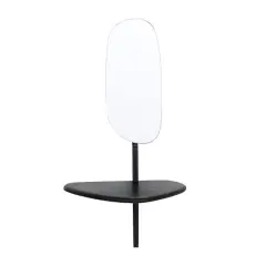 Hello Honey&reg; 15" Matte Black Organic Shaped Wall Mirror with Shelf