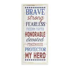 Stupell Industries Brave Strong Fearless Patriotic Stars and Stripes Rustic Wood Look Sign Wall Plaque Art