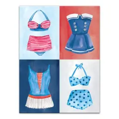 Vintage Patriotic Swimwear Canvas Wall Art