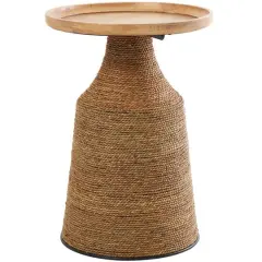 Brown Dried Plant Handmade Wrapped Accent Table