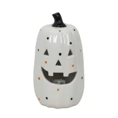 9.75" White Jack-o'-Lantern LED Ceramic Tabletop D&eacute;cor by Ashland&reg;