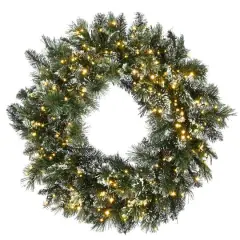 30" LED Cosmic Lights&reg; Glittery Bristle Pine Wreath