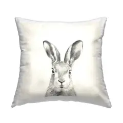Stupell Industries Bunny Rabbit Portrait Soft Grey Illustration Throw Pillow 18" x 18"