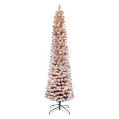 6.5ft. Pre-Lit Flocked Fashion Purple Artificial Christmas Tree, Clear Incandescent Lights