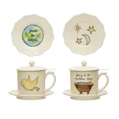 Hello Honey&reg; Stoneware Mug with Saucer, Strainer & Lid Set