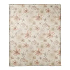 Watercolor Florals Coral Fleece Blanket Pink