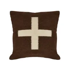 Hello Honey&reg; Brown & Natural Swiss Cross Cotton Wool Throw Pillow