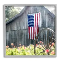Stupell Industries Americana Barn Floral Farmland Framed Giclee Art Gray