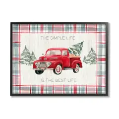 Stupell Industries Simple Life Is Best Plaid Truck Framed Giclee Art Black