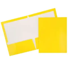 JAM Paper Glossy Laminated Two Pocket Folders, 100ct. Yellow