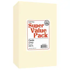 PA Paper&trade; Accents Super Value Pack Cards, 5" x 7" Cream