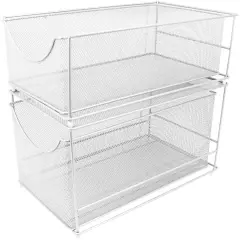 Sorbus 2-Tier Sliding Mesh Basket Drawer White