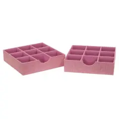 Household Essentials 9-Compartment Drawer Organizers, 2ct. Pink