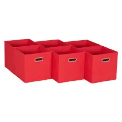 6 Pack Household Essentials 11" Fabric Storage Bins Red