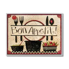 Stupell Industries Bon Appetit Vintage Kitchen Cooking Charm Gray Framed Wall Art