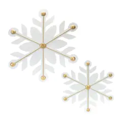 12ct. White & Gold Iron Snowflake Ornaments