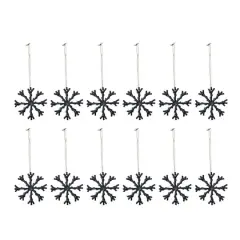 12 Pack 8" Black Cast Aluminum Snowflake Holiday Ornaments