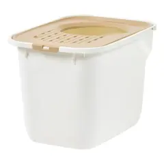 IRIS&reg; 49qt. White & Beige Cat Litter Box with Top Entry Lid