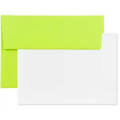 JAM Paper A7 Brite Hue Blank Greeting Cards & Envelopes, 25ct. Ultra Lime Green