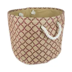 DII&reg; 12" Round Lattice Burlap Bin Wine