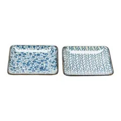 Hello Honey&reg; 4" Blue & White Hand-Painted Decorative Stoneware Plates, 4ct.