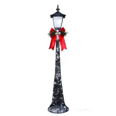 Haute Decor 60" Black Victorian Lamppost Pre-Lit LED Christmas Yard D&eacute;cor