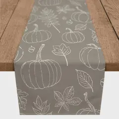 90" Gray Fall Pattern Cotton Twill Runner