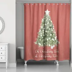 Designs Direct Oh Christmas Tree On Red 71" x 74" Shower Curtain