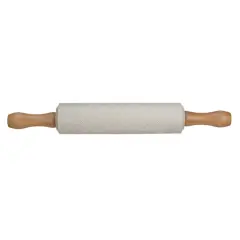Hello Honey&reg; Embossed Cream Stoneware Rolling Pin with Wood Handles
