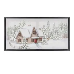 Framed Winter Scene Canvas Wall Art