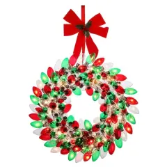17" Retro Red & Green LED C9 Bulb Wreath