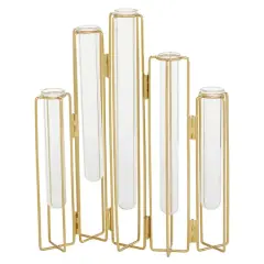 Gold Metal Contemporary Vase, 12" x 10" x 3"