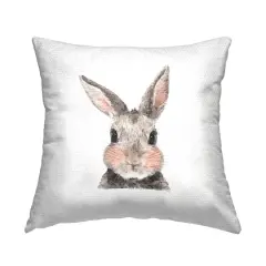 Stupell Industries Cute Bunny Face Pink Cheeks, Cute Bunny Face Pink Cheeks Outdoor Printed Pillow