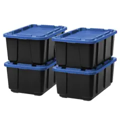 Iris&reg; 27 Gal. Blue Stackable Storage Totes, 4 Ct