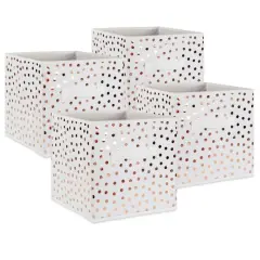 DII&reg; 11" Nonwoven Polyester Small Dots Storage Cubes, 4ct. White/Copper