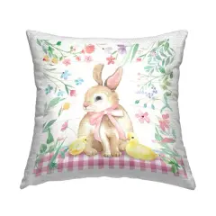 Stupell Industries Spring Bunny & Florals Outdoor Printed Pillow