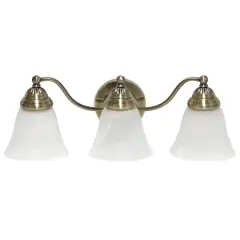 Lalia Home Essentix Alabaster 3 Light Glass Vanity Antique Brass